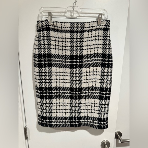 Talbots Black and Cream Plaid Women's Skirt - Picture 1 of 5
